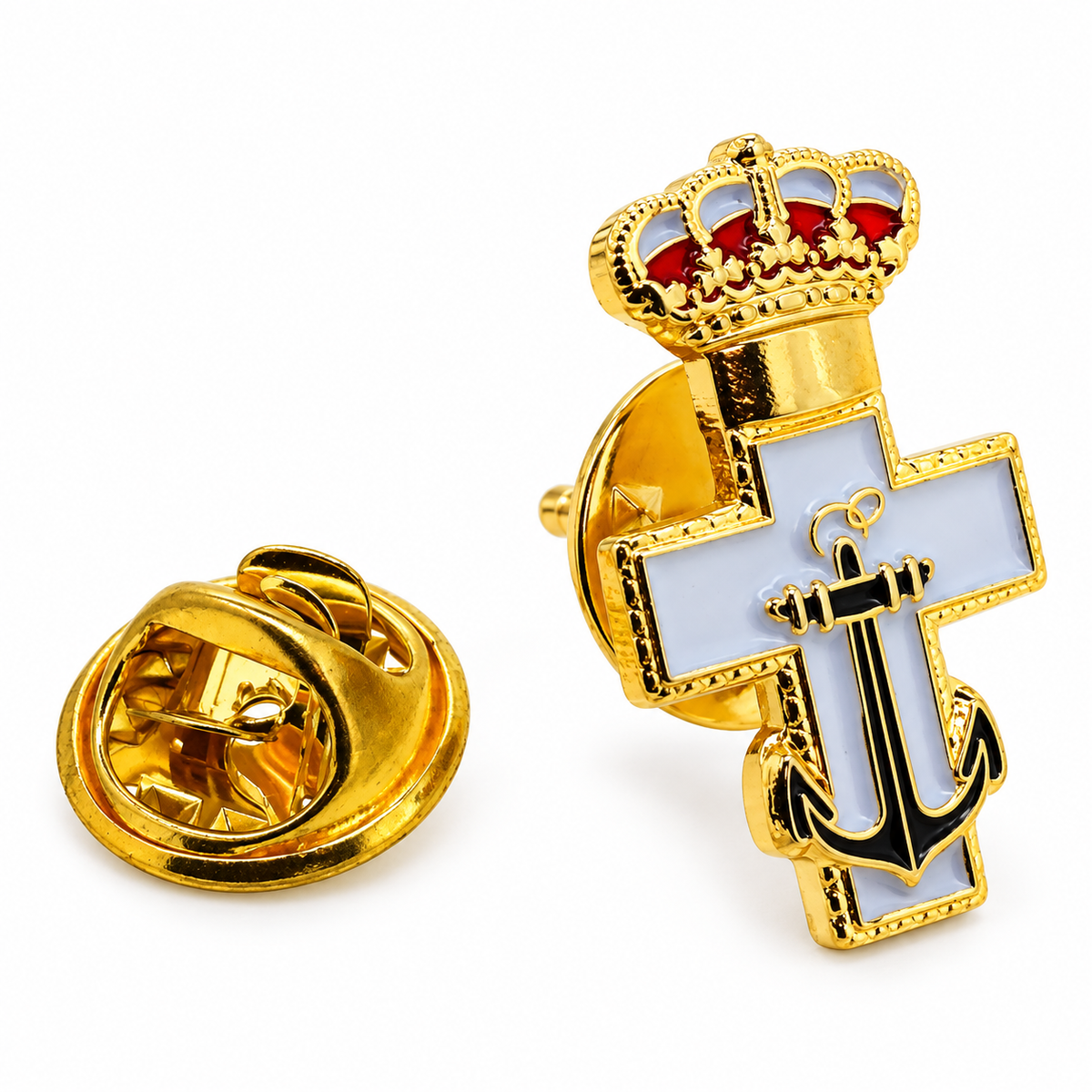 Pin de Solapa de la Medalla de la Cruz de Mérito Naval con Distintivo Blanco