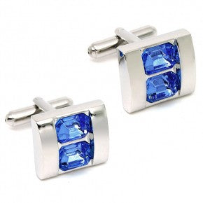 Gemelos Wedding Double Blue Crystal Cufflinks