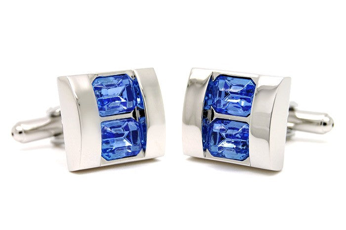 Gemelos Wedding Double Blue Crystal Cufflinks