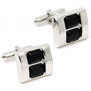 Gemelos Wedding Double Black Crystal Cufflinks