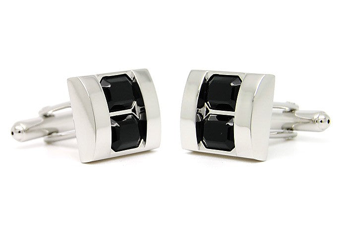 Gemelos Wedding Double Black Crystal Cufflinks