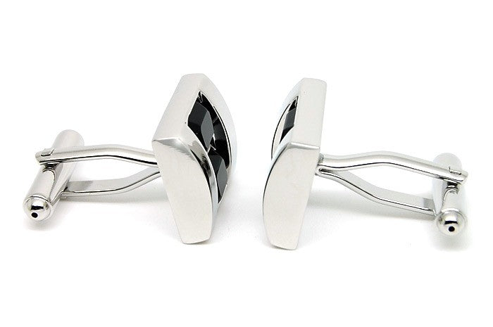 Gemelos Wedding Double Black Crystal Cufflinks