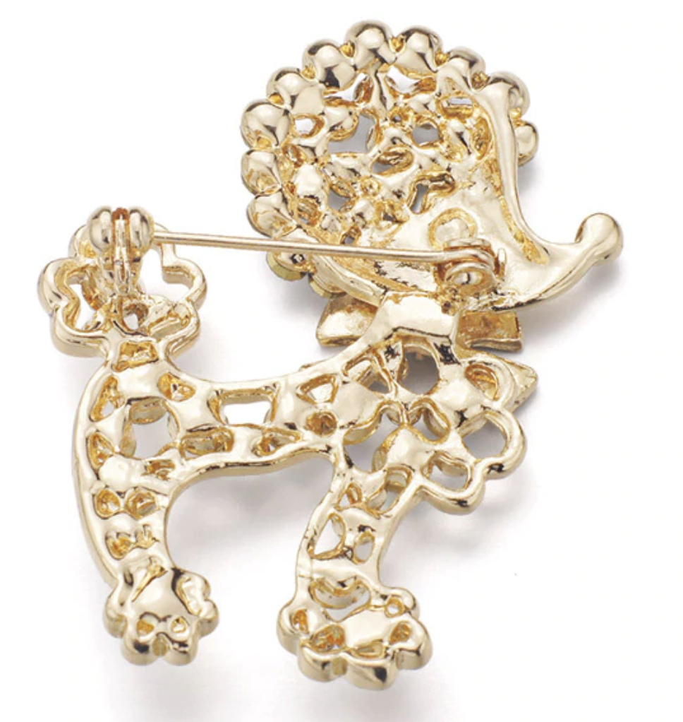Broche Caniche Cristal 3,7 x 4,6 cm
