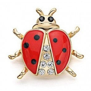 Broche Mariquita Cristal Brooch Beetle Pin Crystal 2,6cm
