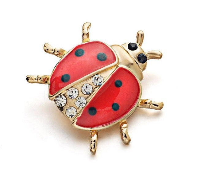 Broche Mariquita Cristal Brooch Beetle Pin Crystal 2,6cm
