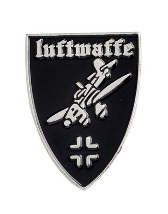 Insignia para Recreación Histórica Luftwaffe Negro y Plata 30x22mm