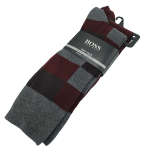 Twopack Hugo Boss RS Design Calcetines Lines Tonos Grises y Rojos 39-42
