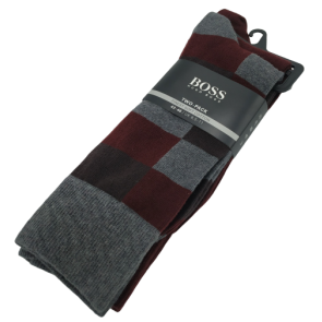 Twopack Hugo Boss RS Design Calcetines Lines Tonos Grises y Rojos 43-46