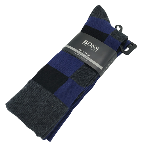 Twopack Hugo Boss RS Design Calcetines Lines Tonos Grises y Marinos 39-42