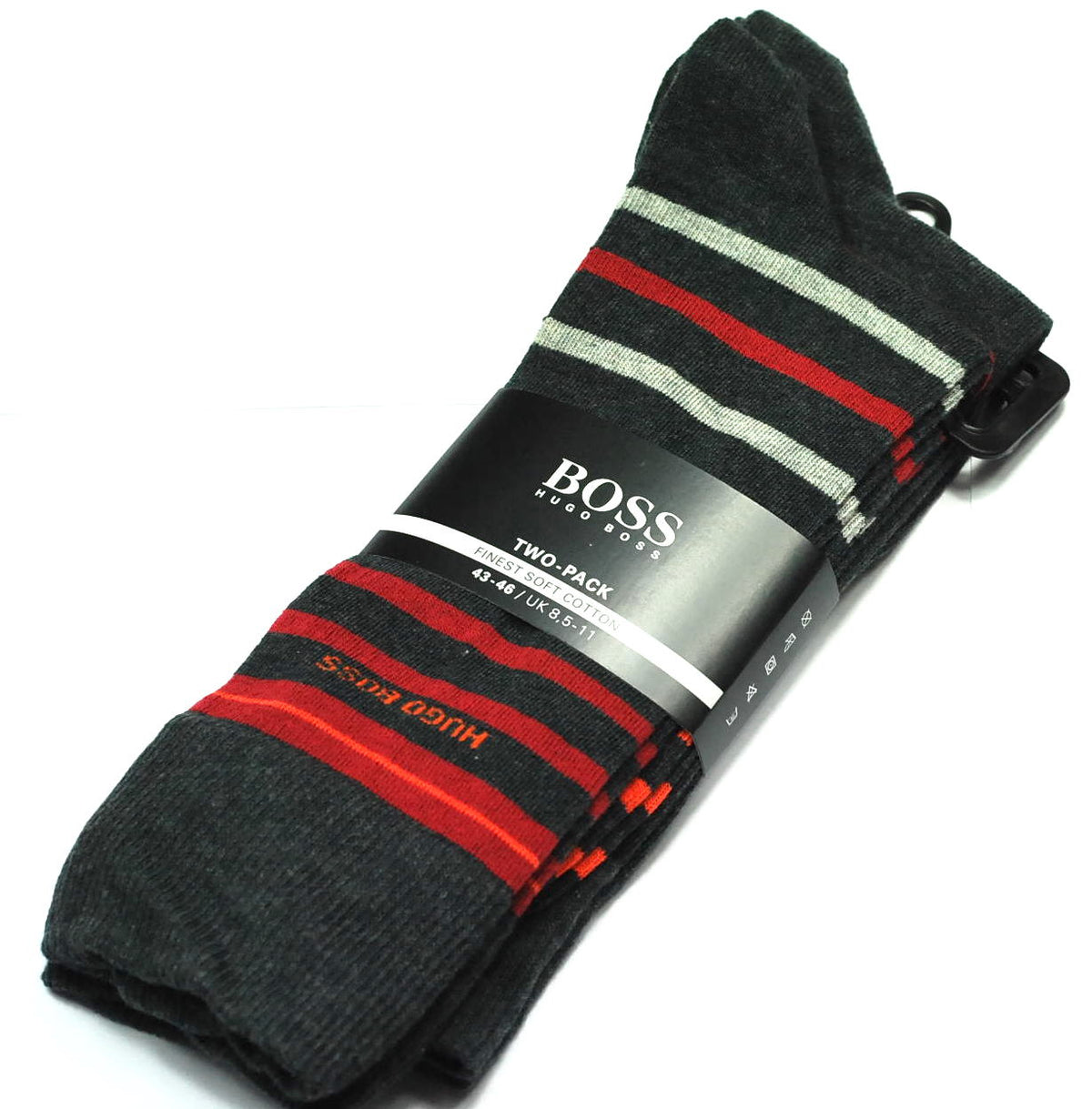Calcetines Hugo Boss Talla 43-46 rayas naranjas, grises y rojas, gris marengo