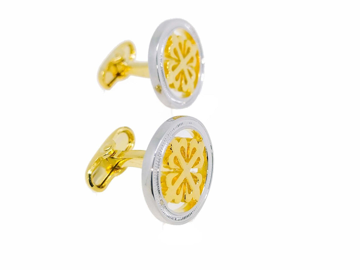 Gemelos de la Cruz de Alcántara en Dorado con detalles en Plateado - 20mm