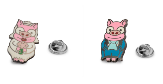 Pack Gemelos + Pin de Camisa Cerditos Simpsons 30 mm