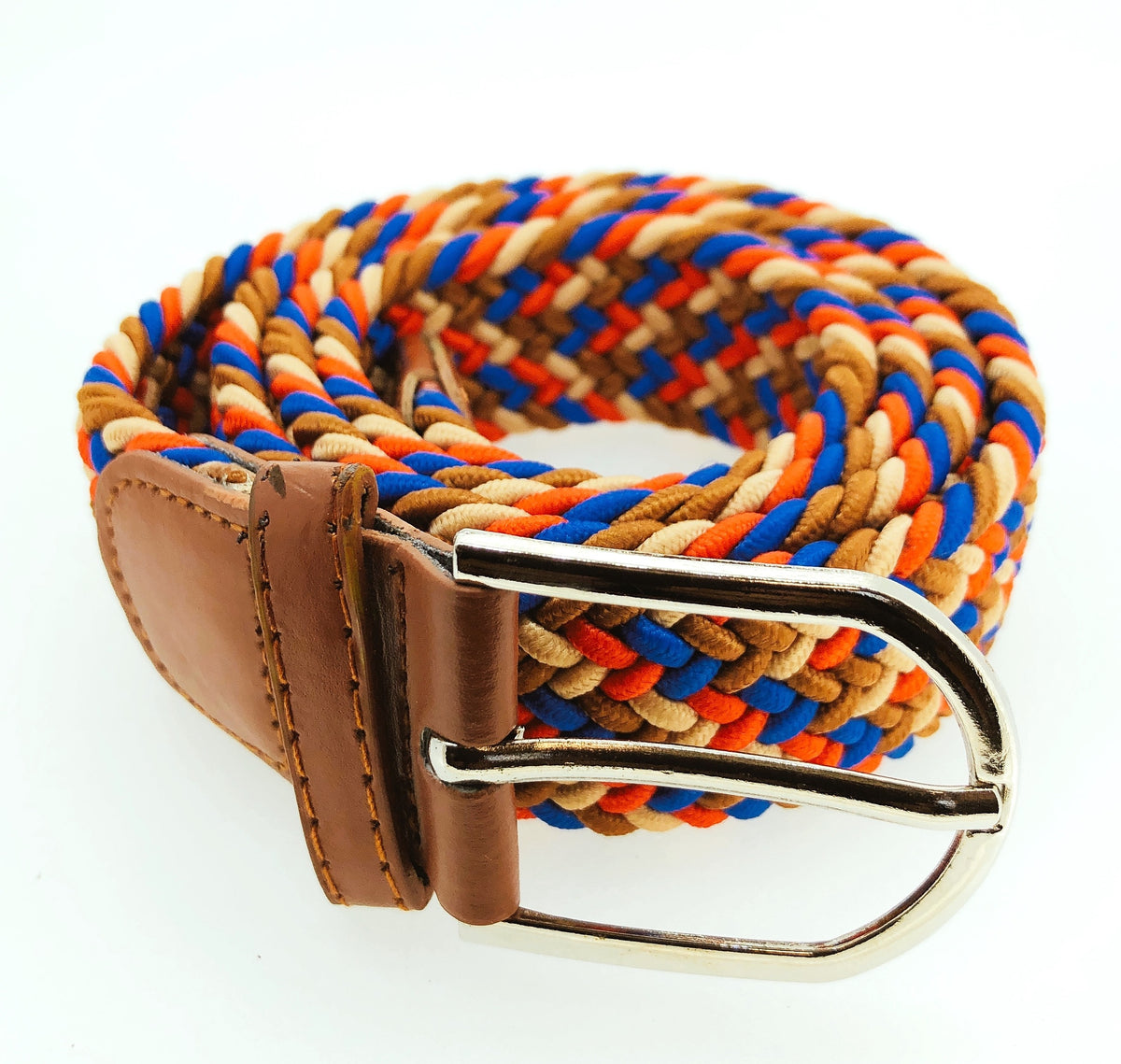 Cinturón Elástico Colores Marrón, Rojo y Azul Talla Única