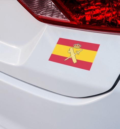Pack 5 pegatinas de la bandera España con símbolo de la guardia civil 10x6cm
