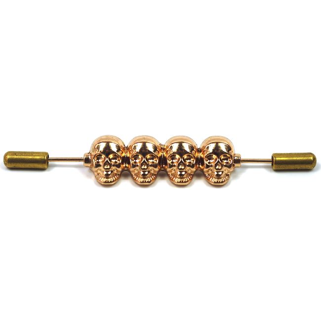 Collar Bar Alfiler de Cuello Four Golden Skulls