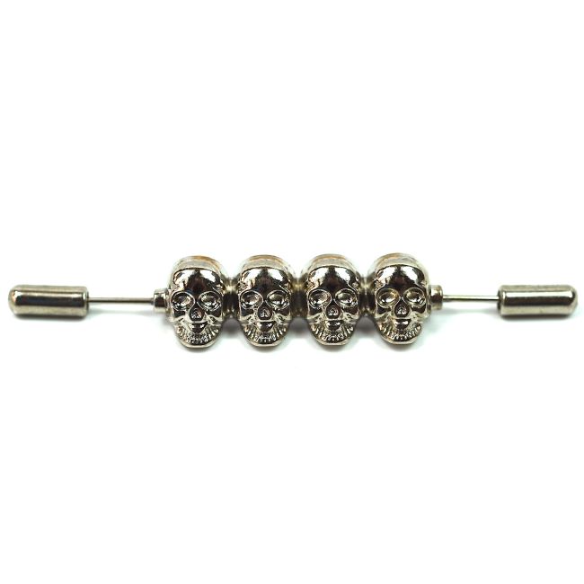 Collar Bar Alfiler de Cuello Four Plated Skulls