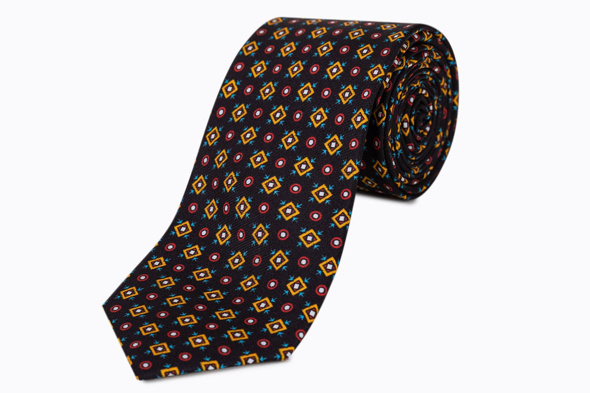 Corbata de Seda Twill Rodas Borgoña