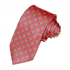 Corbata de Seda Twill Rodas Roja
