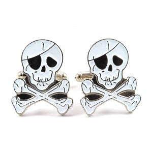 Gemelos Calavera Pirata Blanca