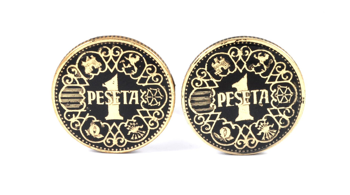Gemelos para camisa Moneda Peseta 1944 Negra