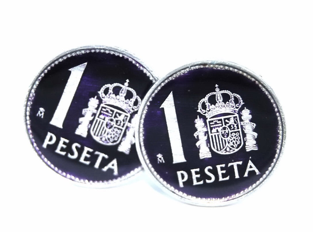 Gemelos Moneda Peseta Violeta