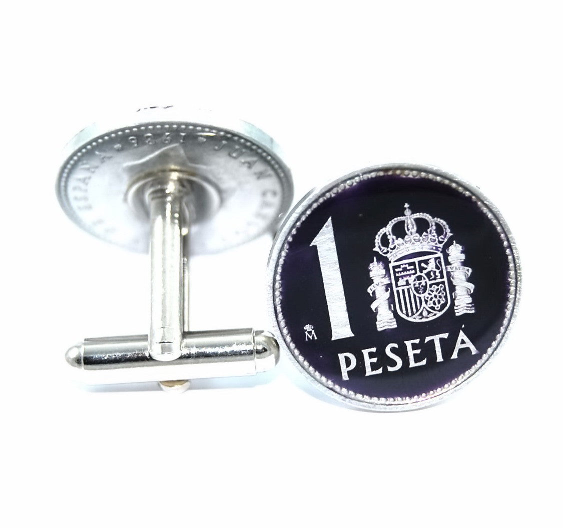 Gemelos Moneda Peseta Violeta