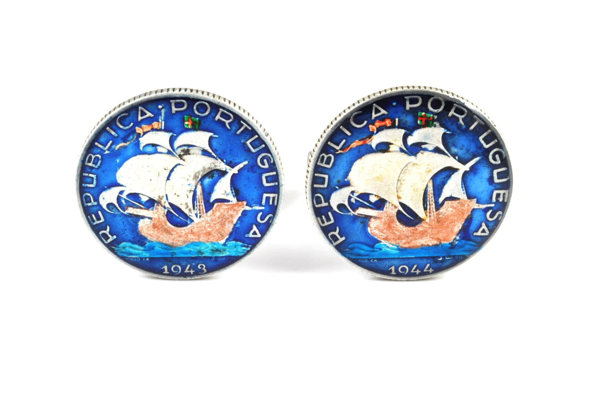Gemelos moneda 50 Escudos Portugueses Plata