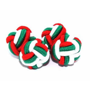 Gemelos Borla Bola Verde, Blanco y Rojo
