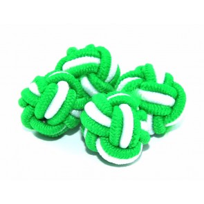 Gemelos Borla Bola Verde y Blanco
