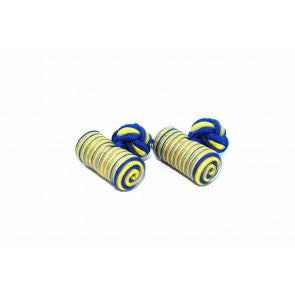 Gemelos Borla Barril Amarillo y Azul