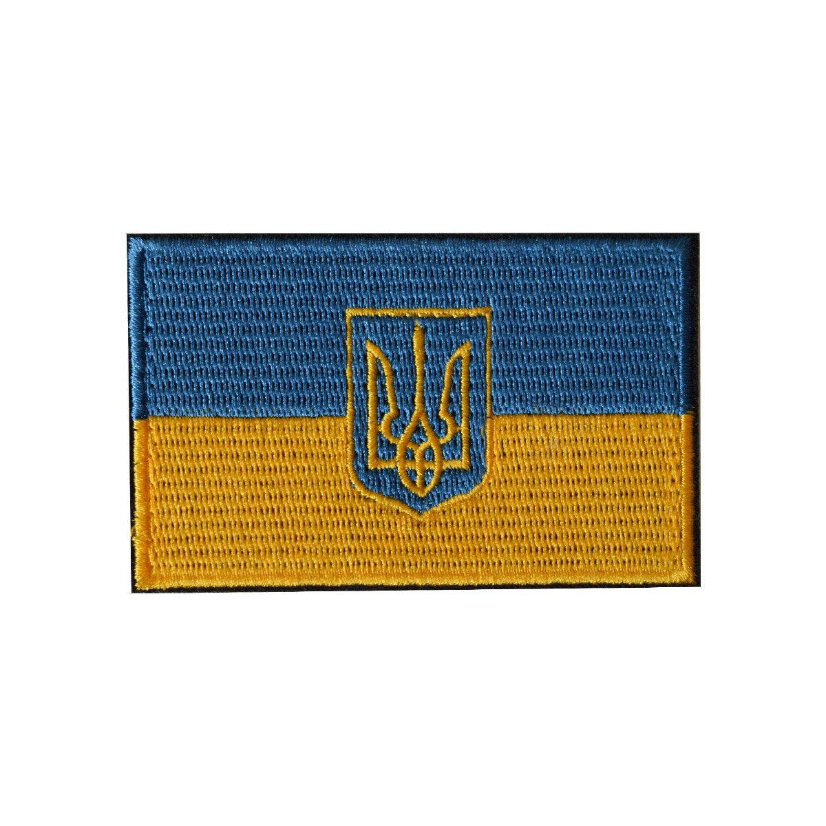 Parche Hook and loop bandera de ucrania con emblema del tridente Tryzub 5x8cm- Gemelolandia