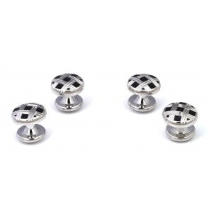 Stud Set Botones de Esmoquin y Gemelos Black and Steel Stripes