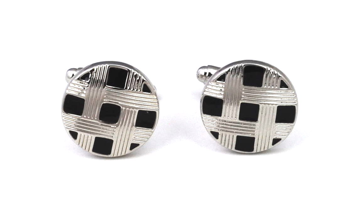 Stud Set Botones de Esmoquin y Gemelos Black and Steel Stripes