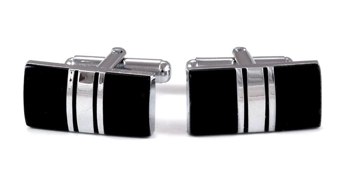 Gemelos Boda Black And Steel