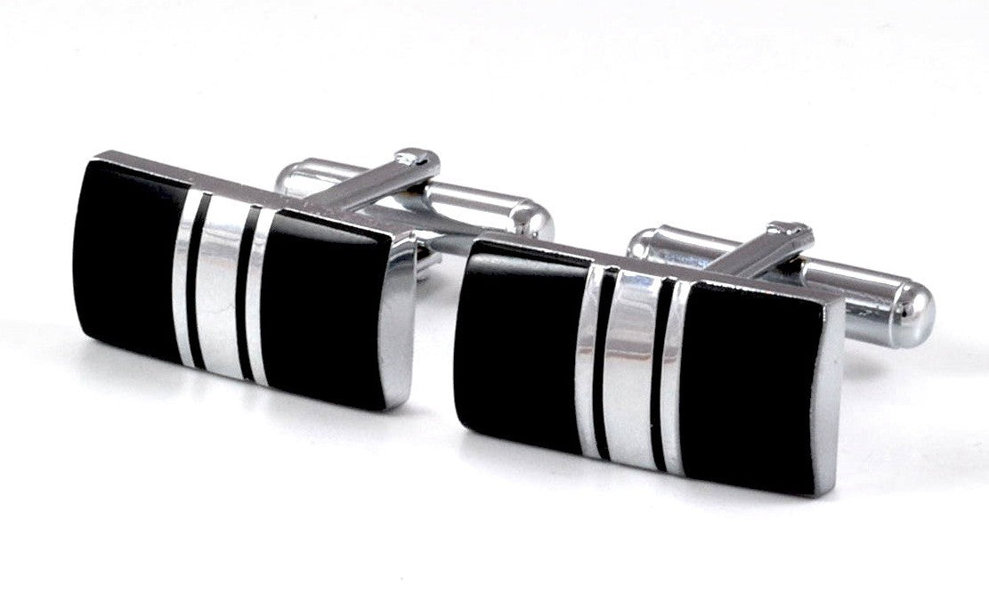 Gemelos Boda Black And Steel