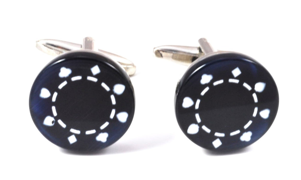 Gemelos Ficha de Poker Azul Oscuro