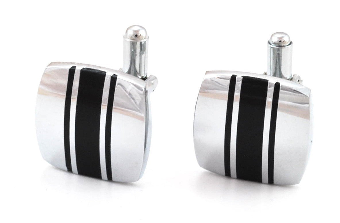 Gemelos Boda Black Stripes And Steel