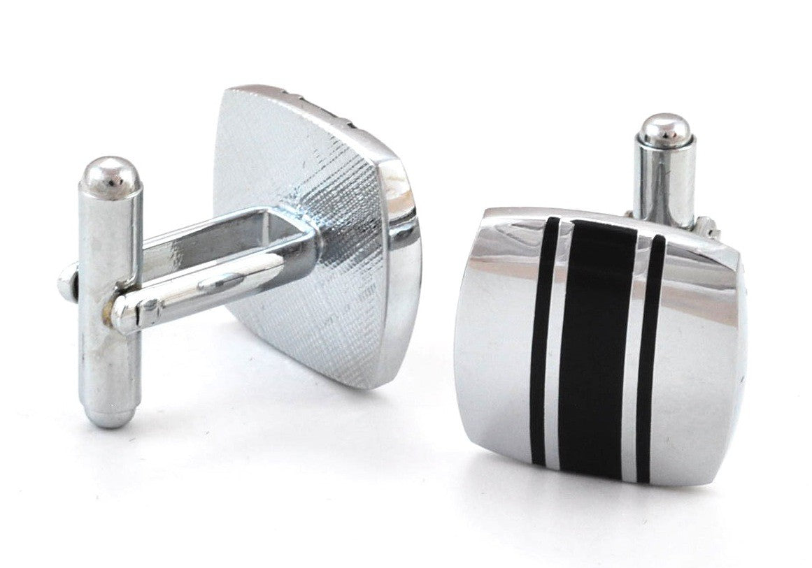Gemelos Boda Black Stripes And Steel