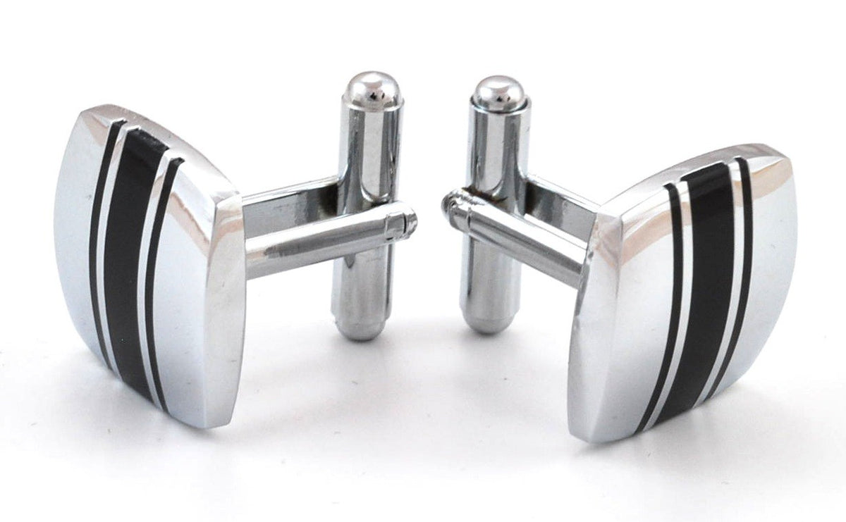 Gemelos Boda Black Stripes And Steel