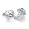 Gemelos para Boda Elegant Round Crystal Steel Plated Cufflinks