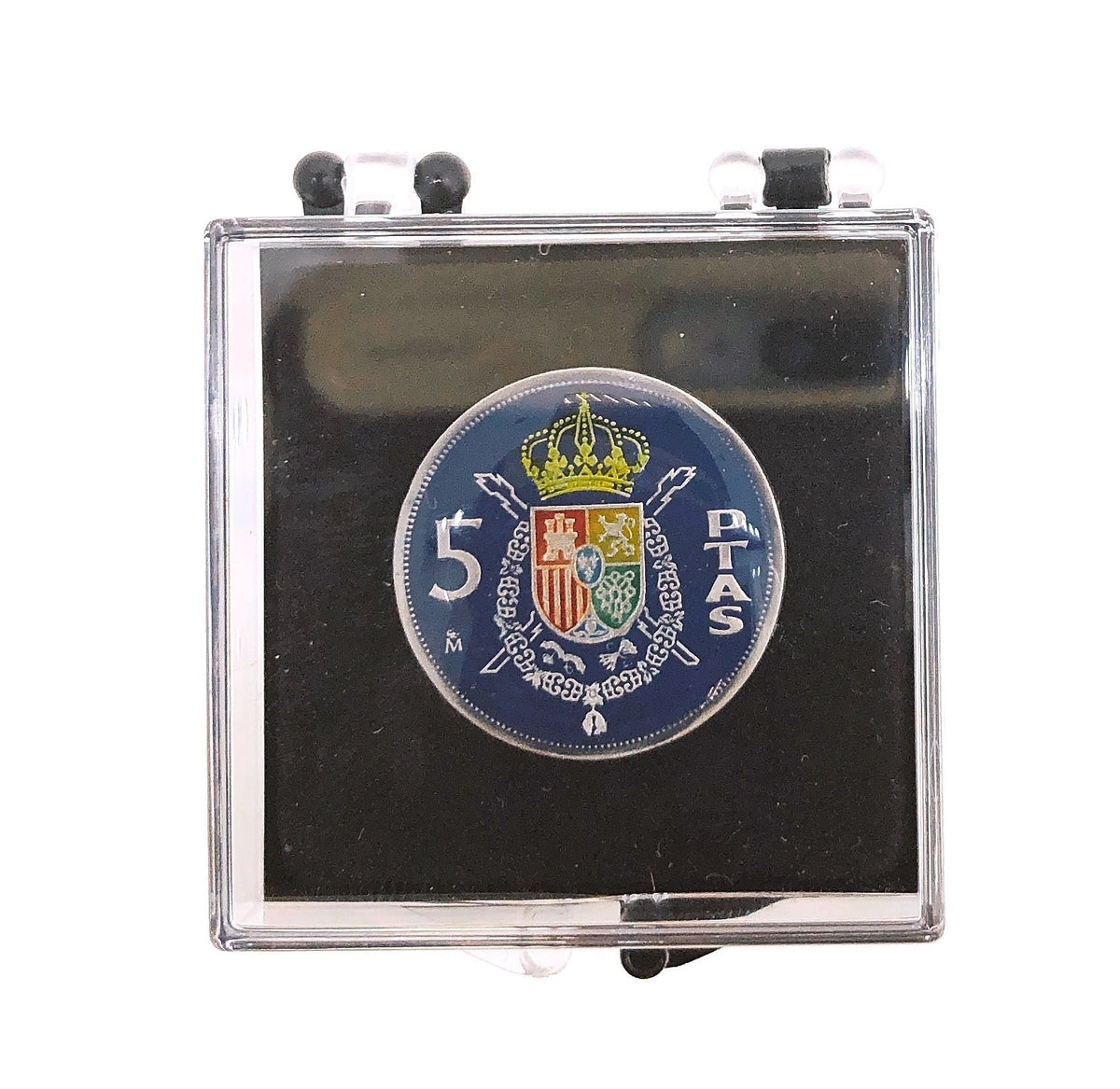 Pin de Solapa Moneda Original Pintada a Mano 10 Pesetas Azul