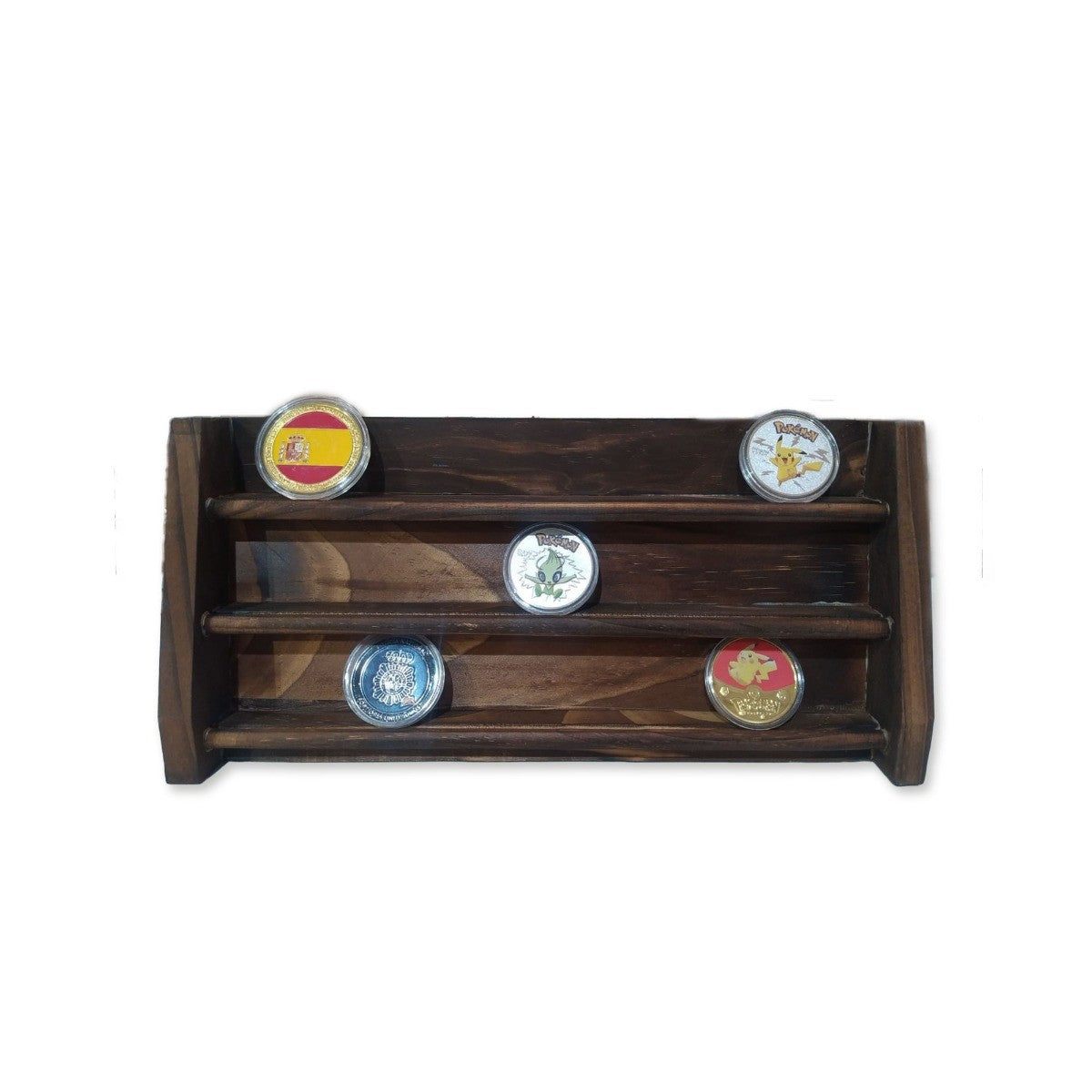 Expositor de monedas de Madera para coleccionistas - 33x15cm