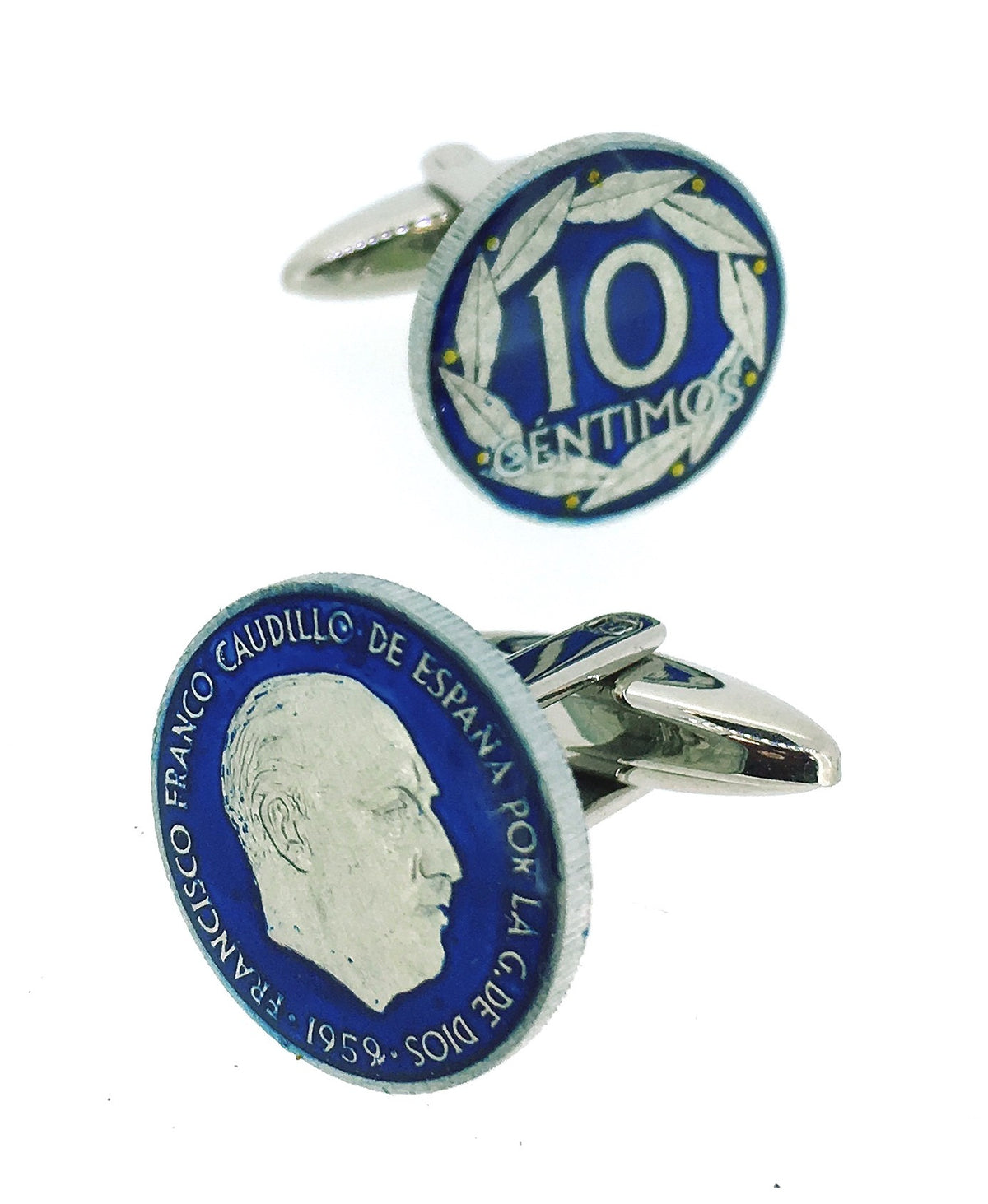 Gemelos para Camisa Moneda Original 10 Centimos España 1959