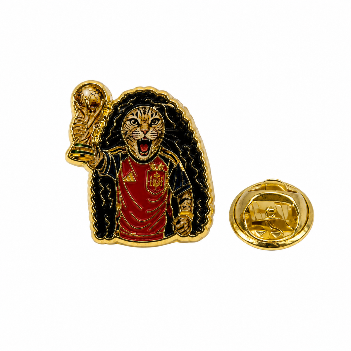 Pin de Solapa Esmaltado del Gato Cucurella con Uniforme de Fútbol Español. Pines de fútbol, pines de equipos de fútbol español