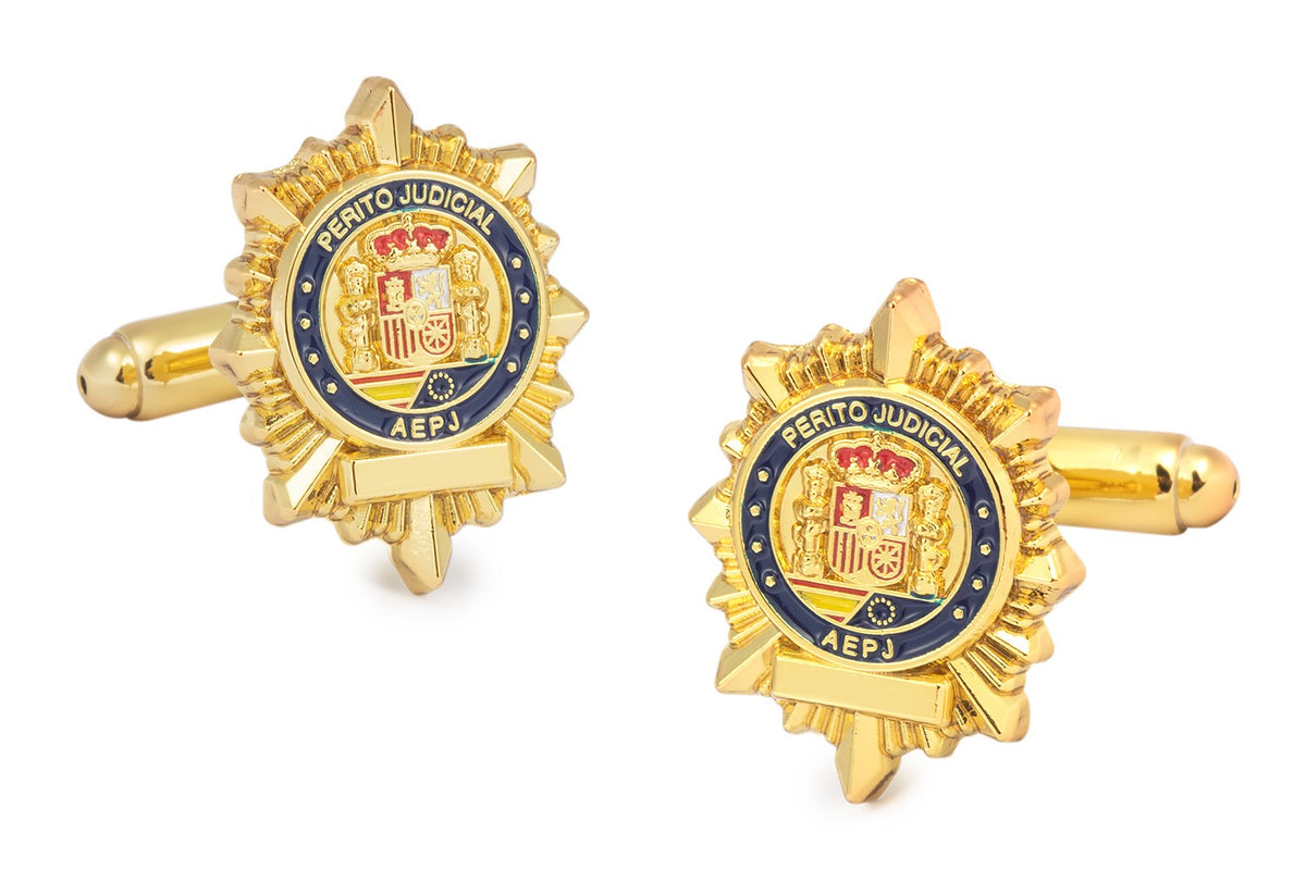 Gemelos de camisa de insignia de Peritos Judiciales - 15x20mm - Color Dorado