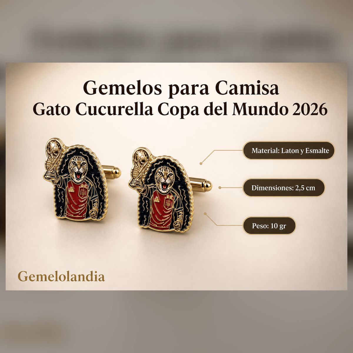Gemelos para Camisa Gato Cucurella Copa del Mundo 2026