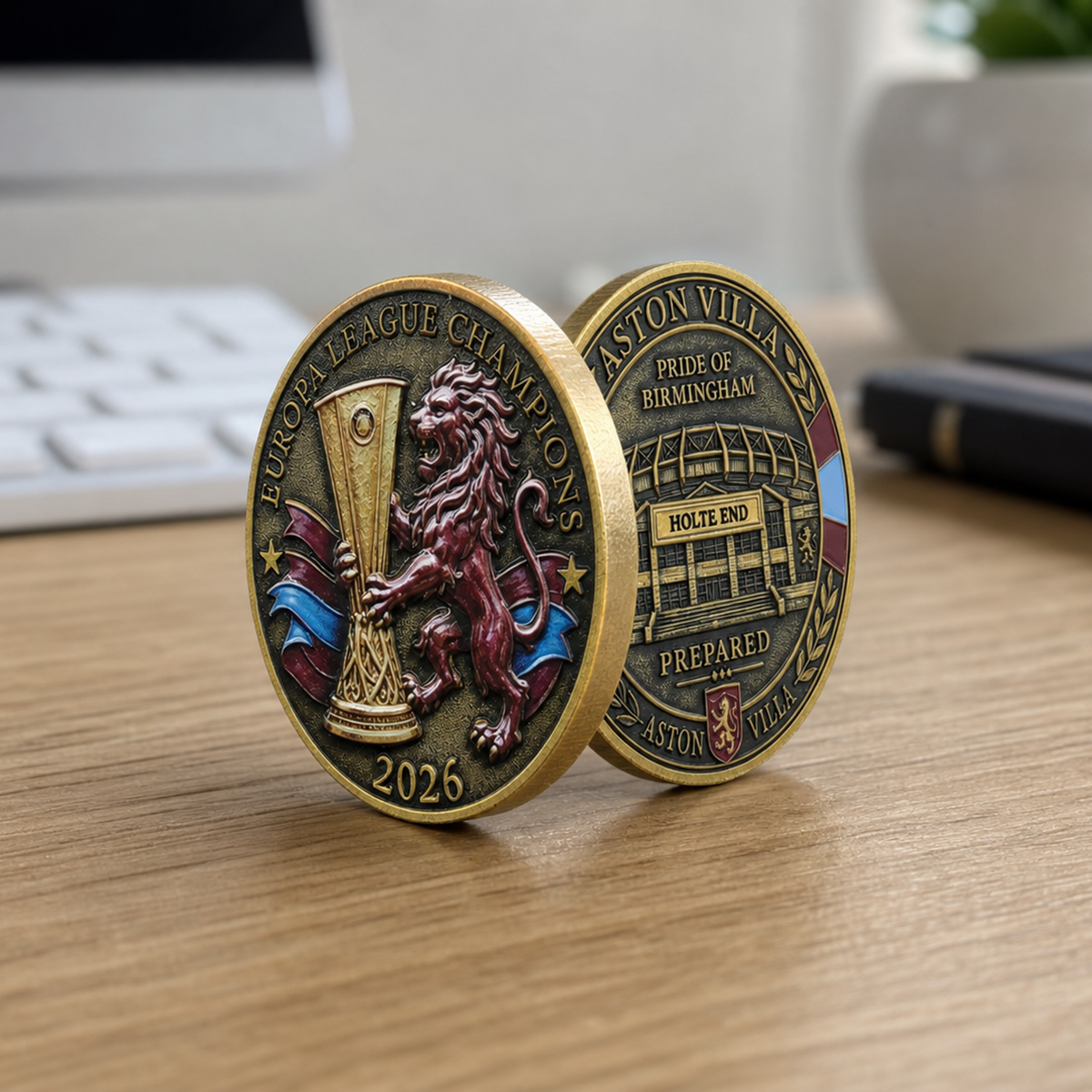 Moneda Conmemorativa Campeones Europa League Aston Villa 2026 4,5cm