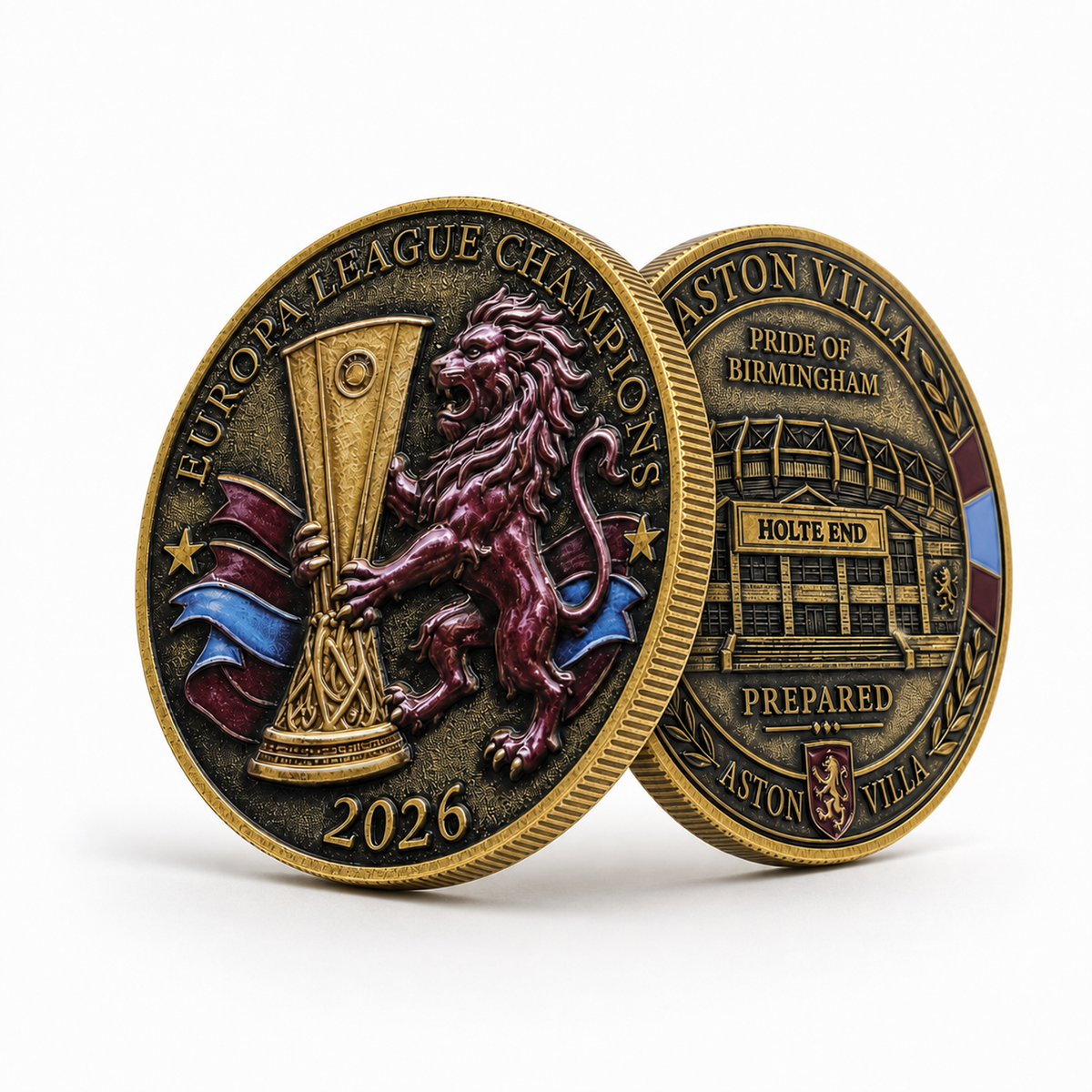 Moneda Conmemorativa Campeones Europa League Aston Villa 2026 4,5cm