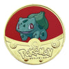 Moneda coleccionable Pokémon - Modelo Bulbasaur - fondo rojo - 4cm