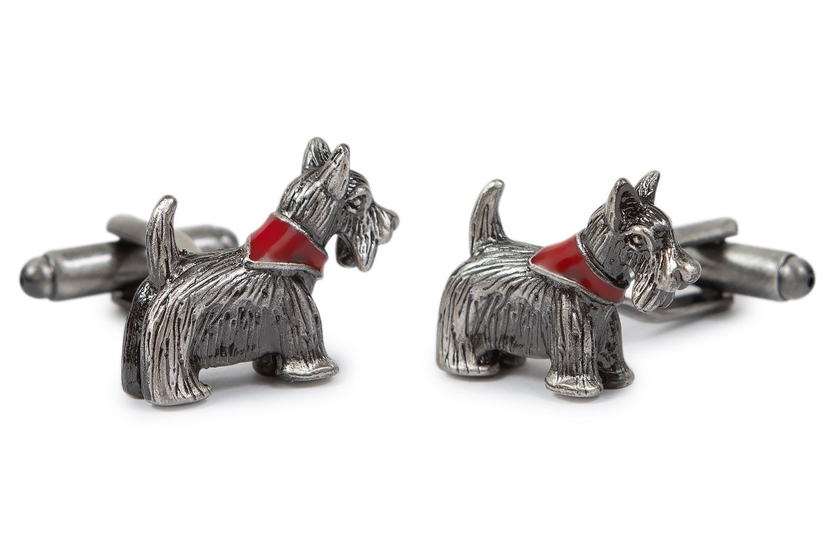 Gemelos para Camisa Perro Terrier Acero Perrito 25x15 mm